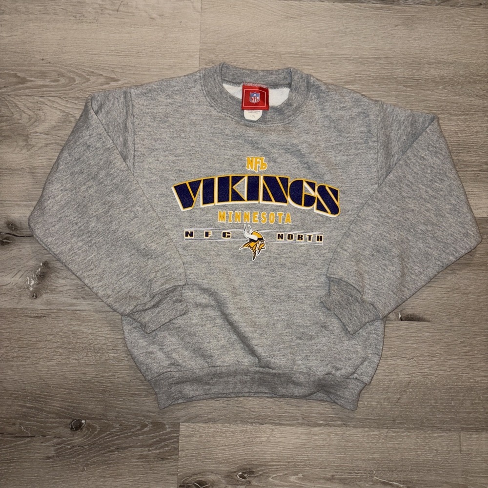 Vtg NFL Minnesota Vikings Pullover Crewneck Football Sweatshirt‎ Youth Large (7)